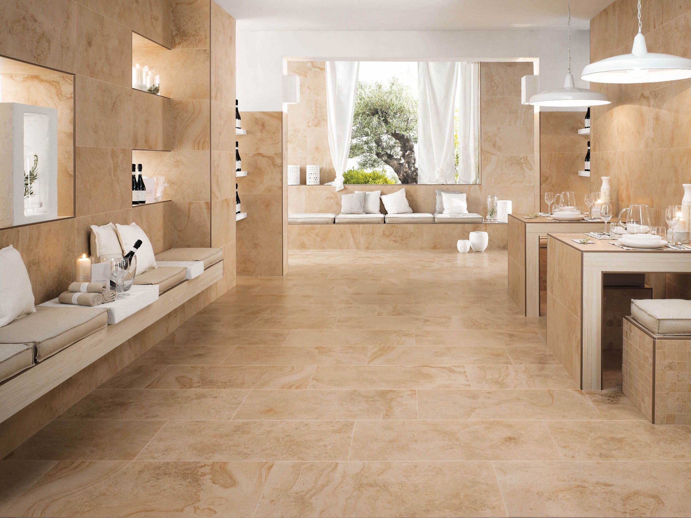 travertine look tile outdoor